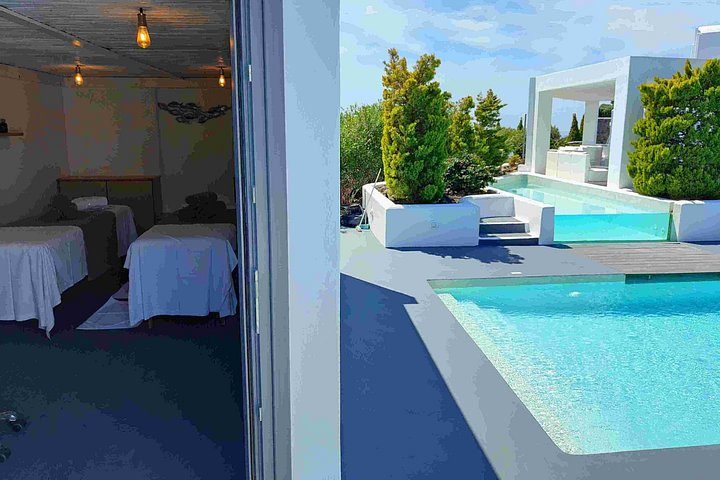 Akrotiri: Masaje para parejas y experiencia en la piscina en el día de la partida